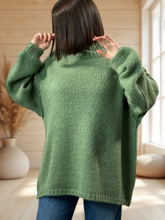 NATHY - PULL OVERSIZE VERT JUSQU'A LA TAILLE 54