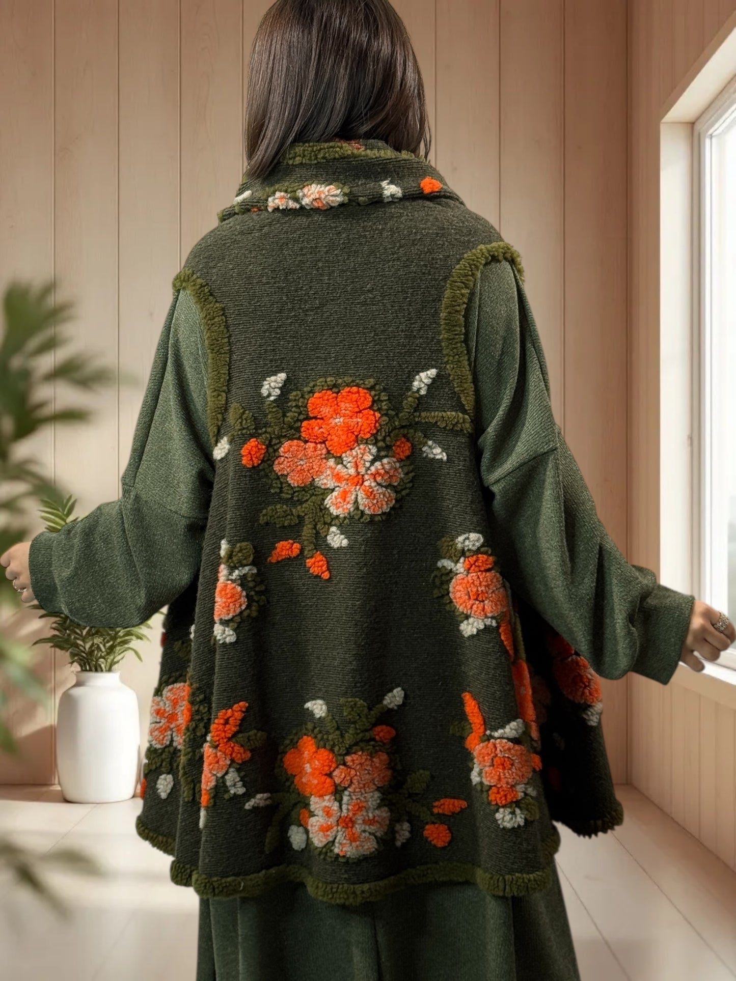 CHOCOLAT - GILET EN LAINE BOUILLIE JUSQU'A LA TAILLE 52
