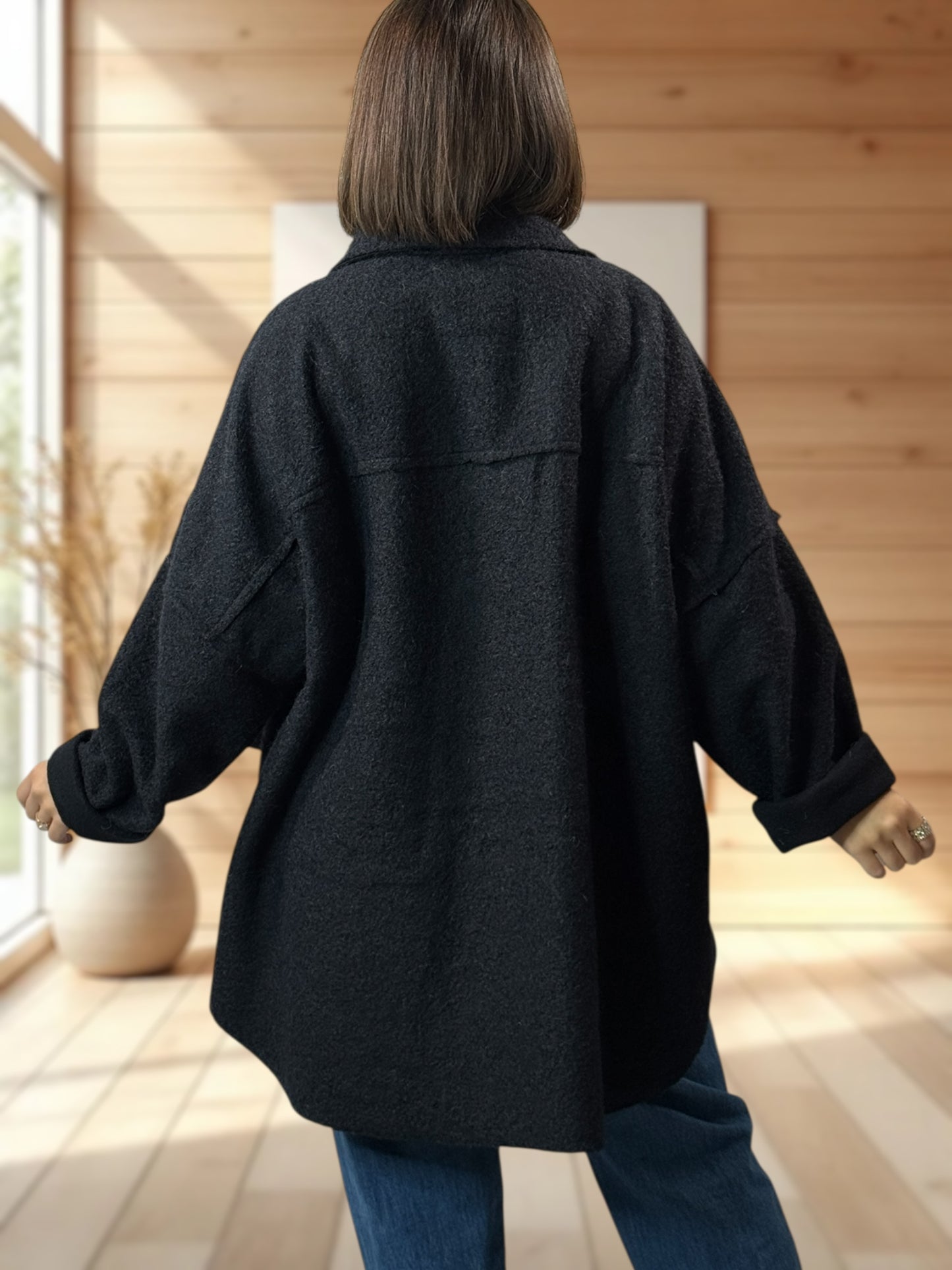 RAVELO - VESTE OVERSIZE MARINE JUSQU'A LA TAILLE 54/56