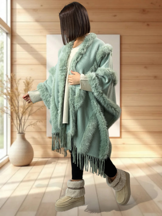 ERIKA - CAPE VERTE FAUSSE FOURRURE