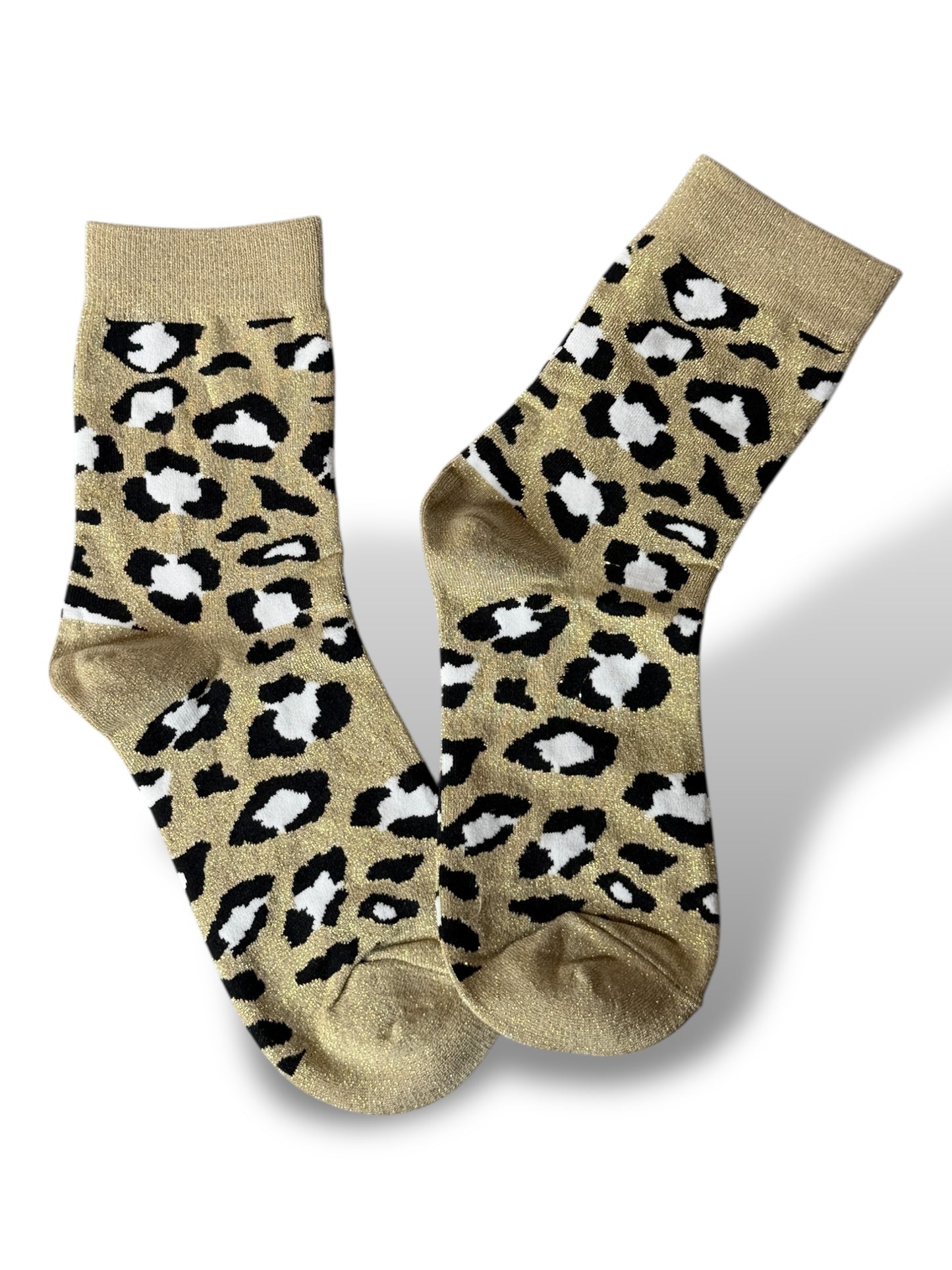 CHAUSSETTES SCINTILLANTES LEOPARD DORE