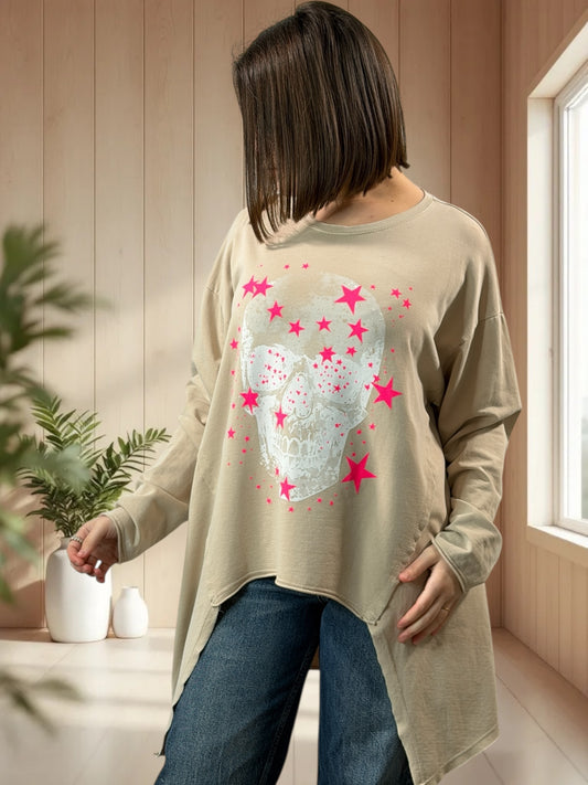 MARIUS - SWEAT OVERSIZE BEIGE JUSQU'A LA TAILLE 54