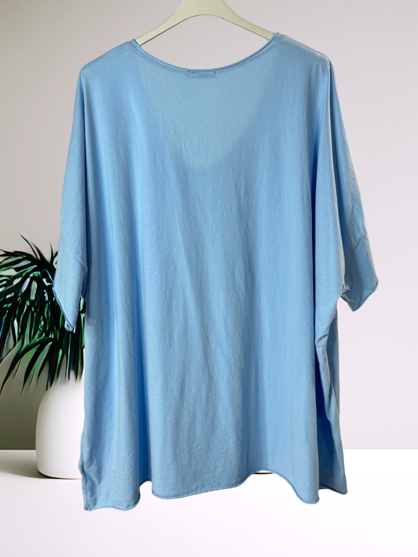 MAX - T-SHIRT EN COTON BLEU CIEL TAILLE 48/50 A 56/58