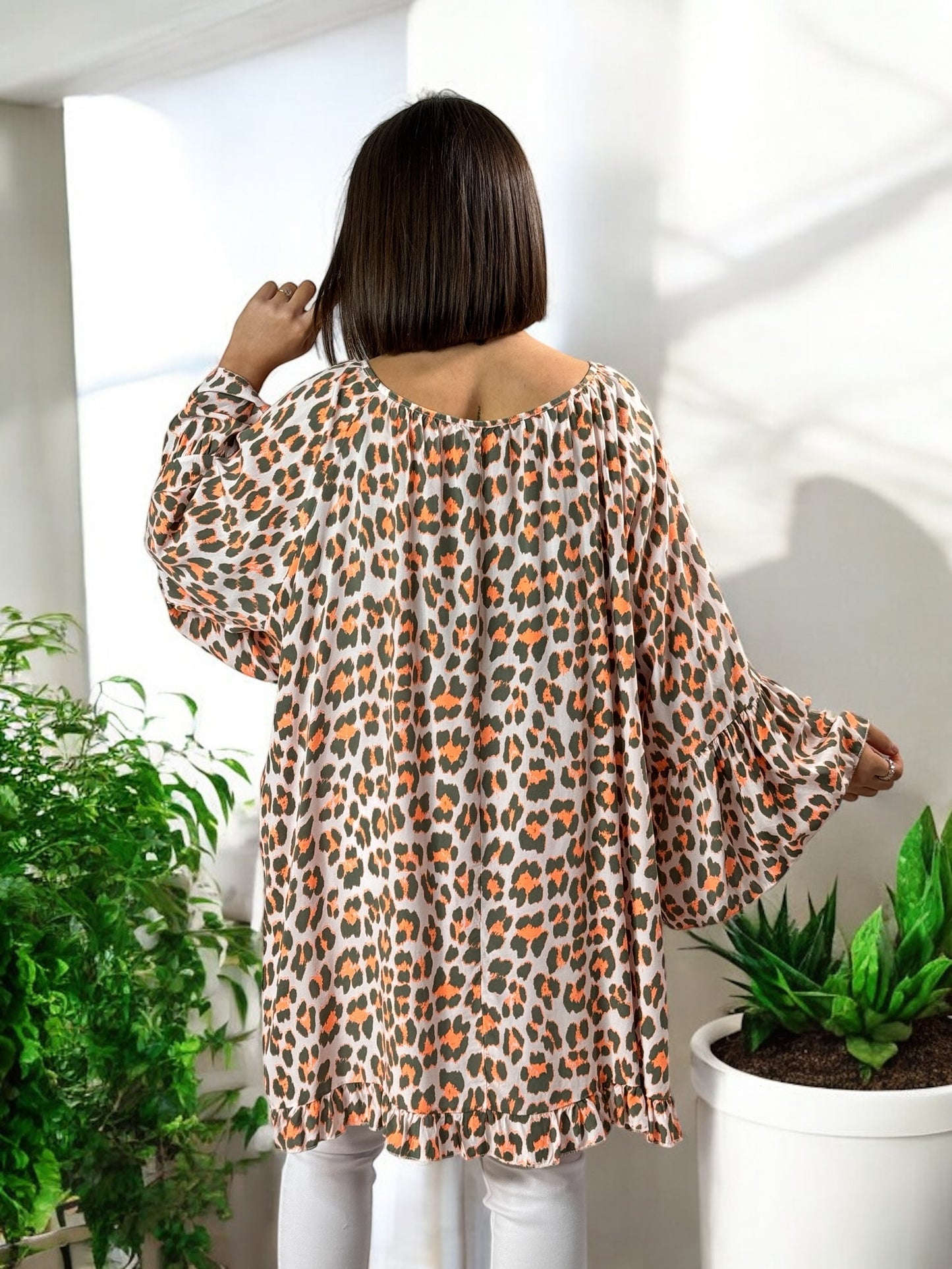 SAVANA - TUNIQUE LEOPARD KAKI JUSQU'A LA TAILLE 54