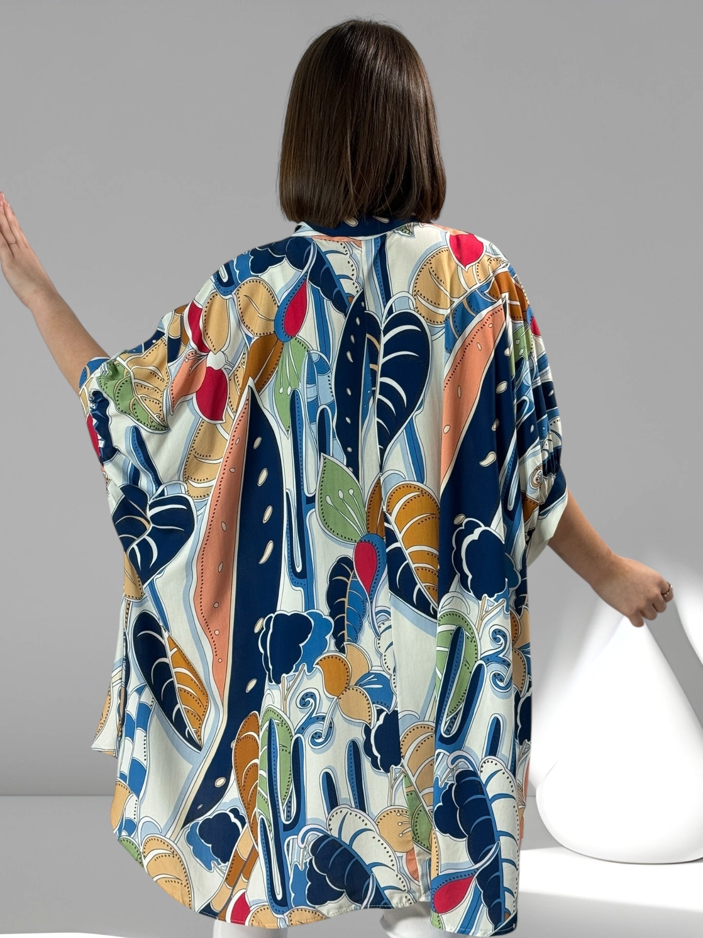 ANELISE - TUNIQUE OVERSIZE MOTIF MARINE JUSQU'A LA TAILLE 58