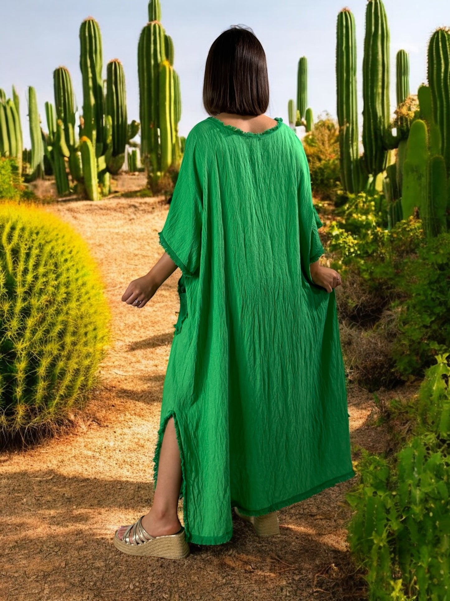 ABBY - ROBE OVERSIZE VERTE 1 POCHE JUSQU'A LA TAILLE 54