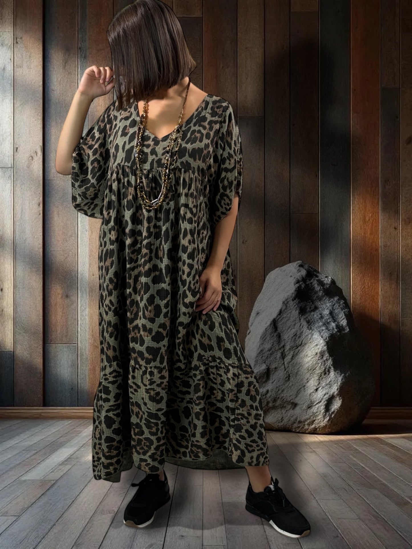 BODEGA - ROBE LEOPARD JUSQU'A LA TAILLE 56