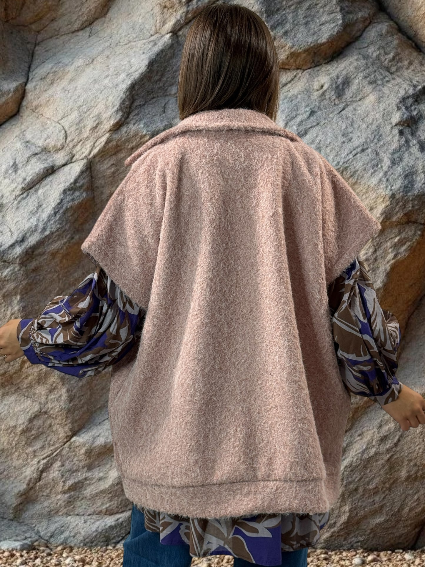 JACK - GILET ROSE SANS MANCHE AVEC COL JUSQU'A LA TAILLE 54