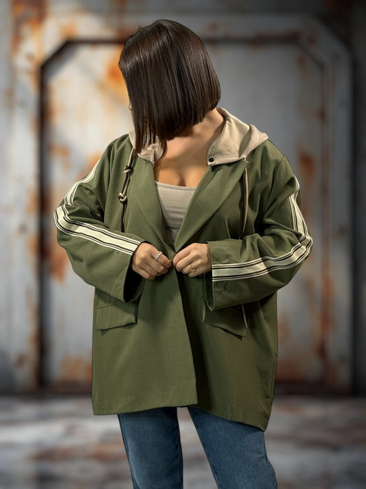 CAMERON - BLAZER KAKI AVEC CAPUCHE JUSQU'A LA TAILLE 52/54