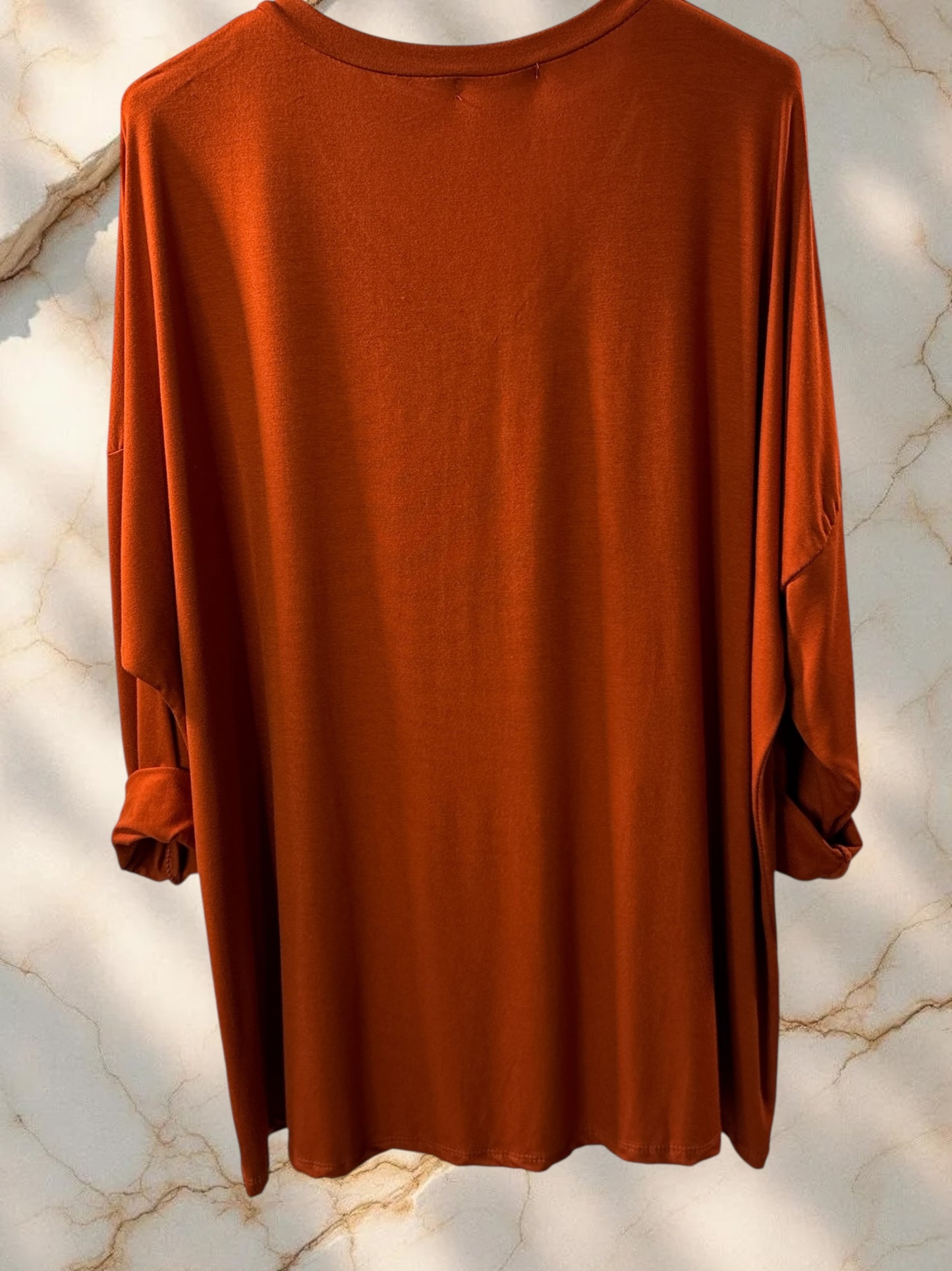 BASTIEN - T-SHIRT EN VISCOSE ROUX MANCHES LONGUES JUSQU'A LA TAILLE 52/54
