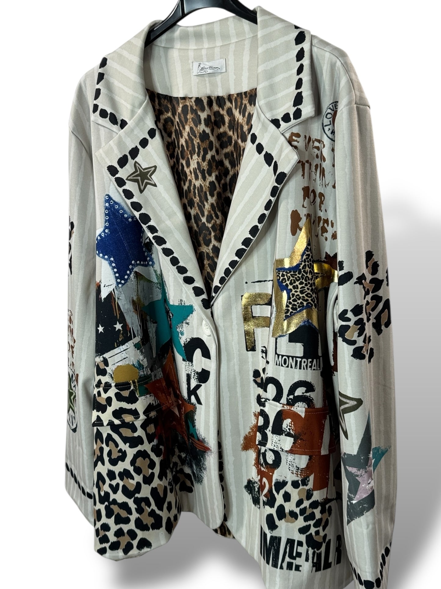 NATALIA - VESTE OVERSIZE MOTIF ETOILE JUSQU'A LA TAILLE 52/54