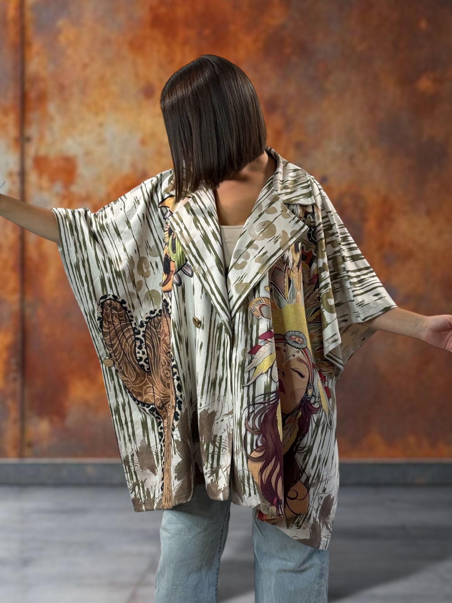 CEZANNE - VESTE CAPE EN SUEDINE JUSQU'A LA TAILLE 60