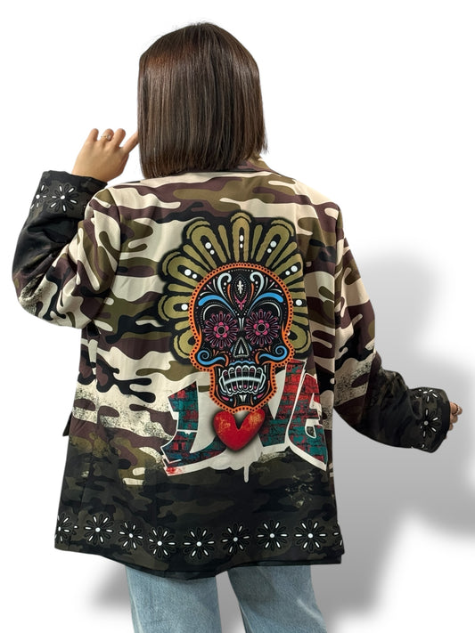 HAPINESS - VESTE OVERSIZE MOTIF SKULL JUSQU'A LA TAILLE 52