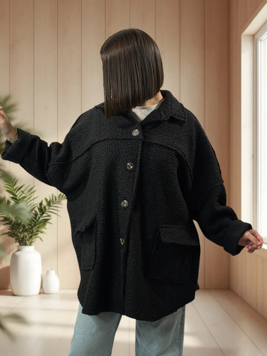 SANTAFEE - VESTE OVERSIZE NOIRE JUSQU'A LA TAILLE 54/56