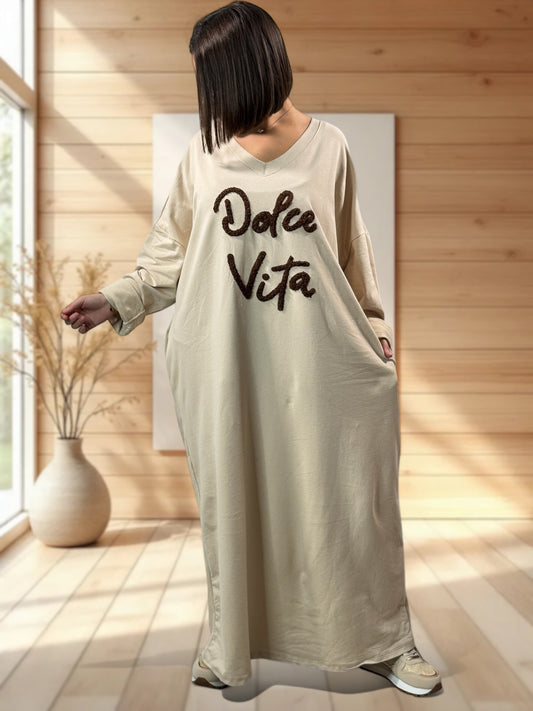 NINON - ROBE OVERSIZE BEIGE DOLCE VITA JUSQU'A LA TAILLE 54/56