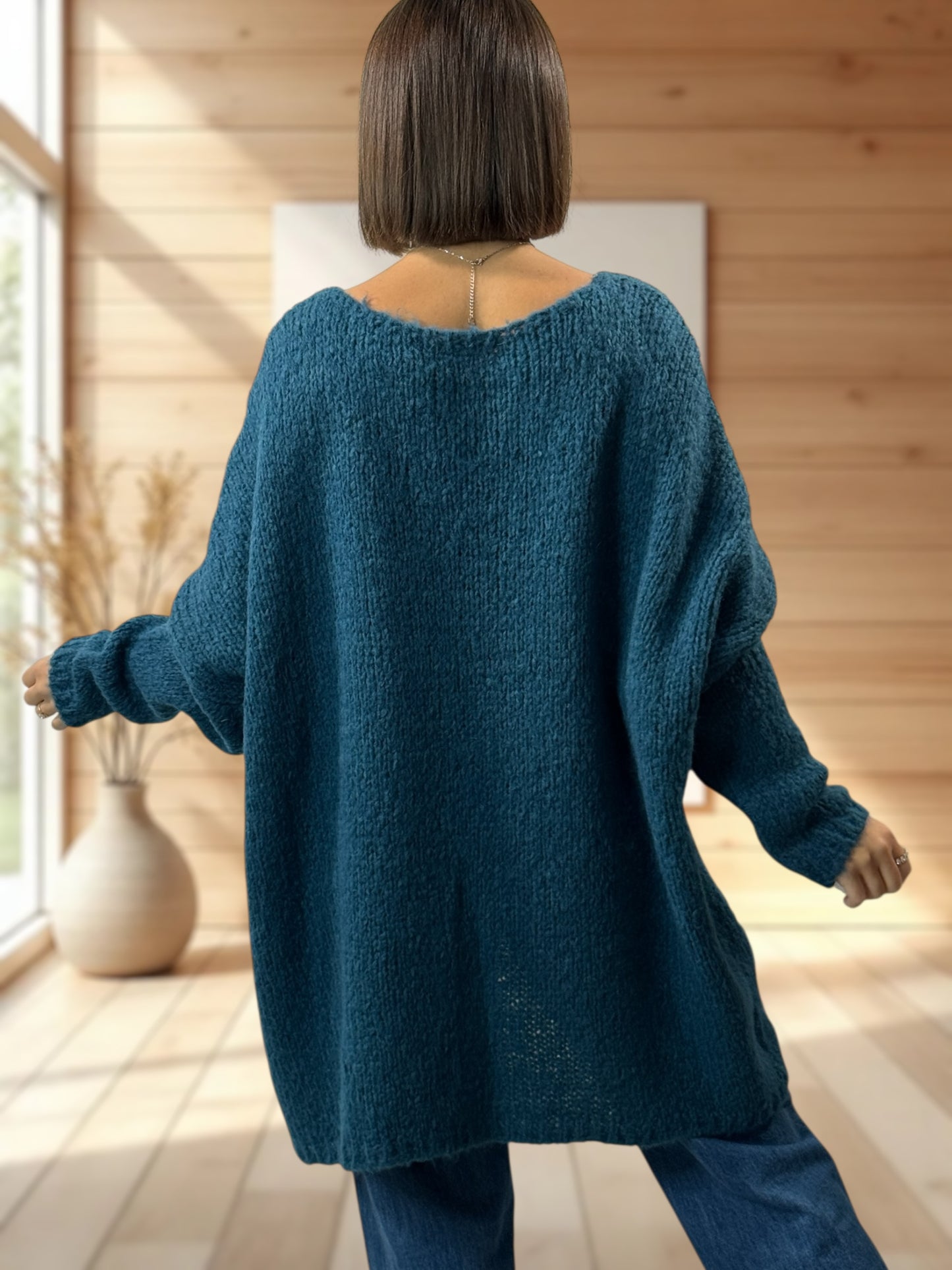 LUCKY - PULL BLEU OVERSIZE PEACE & LOVE JUSQU'A LA TAILLE 56/58