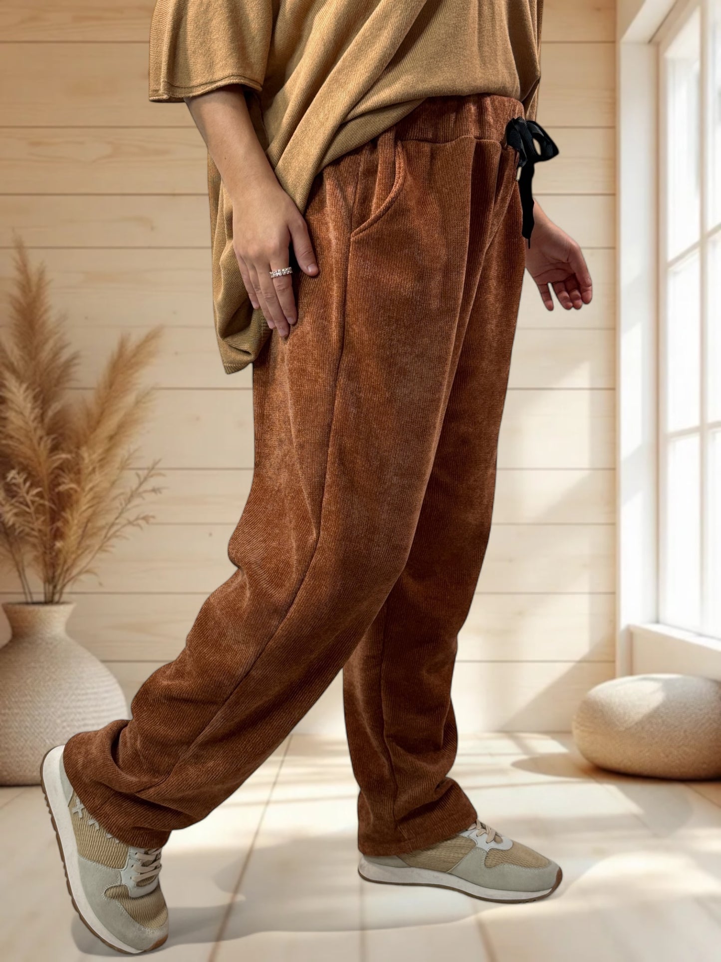 LEON - PANTALON EN VELOURS ROUX TAILLE 44 A 50/52