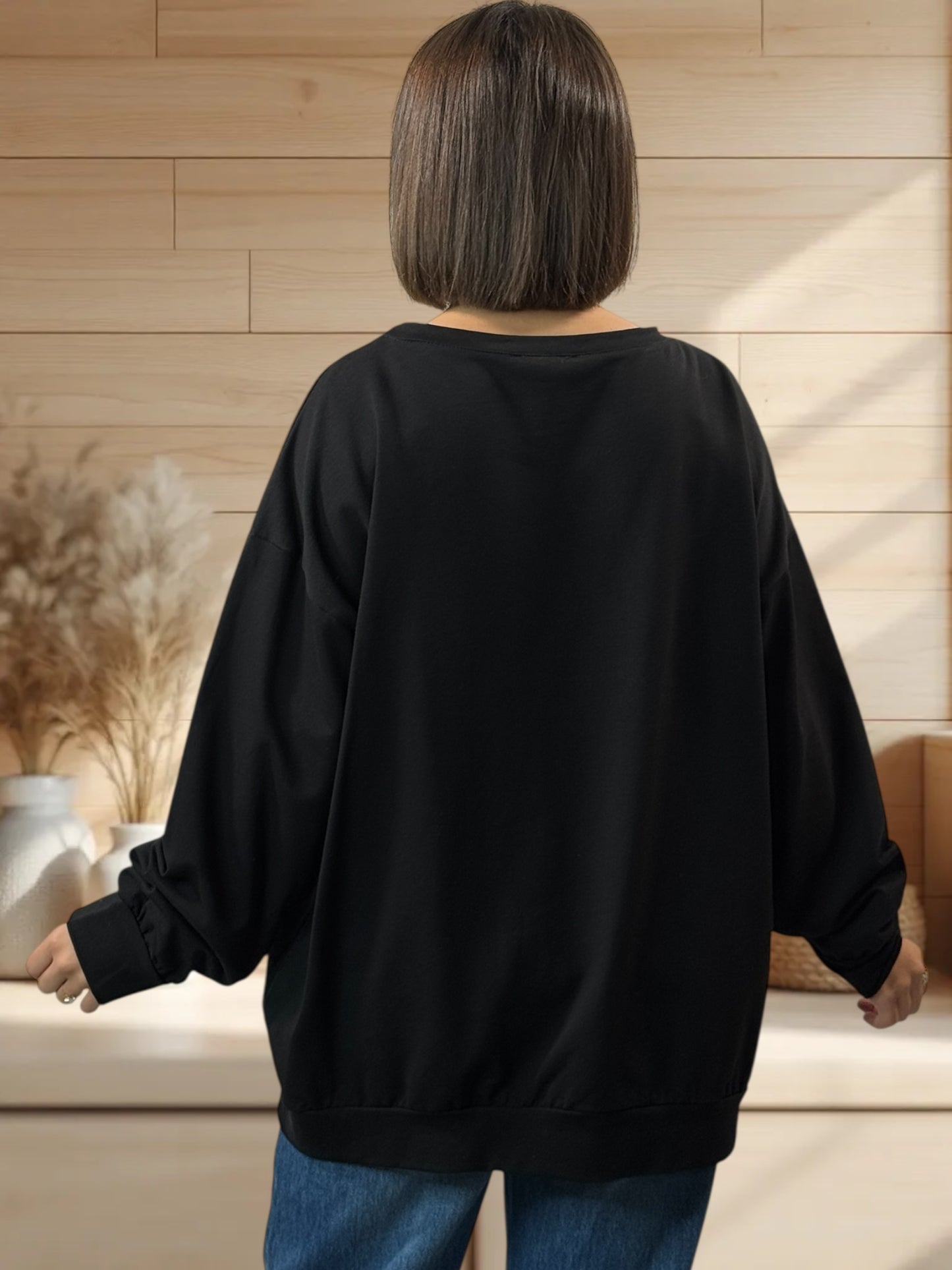 NAMASTE - SWEAT OVERSIZE NOIR JUSQU'A LA TAILLE 52
