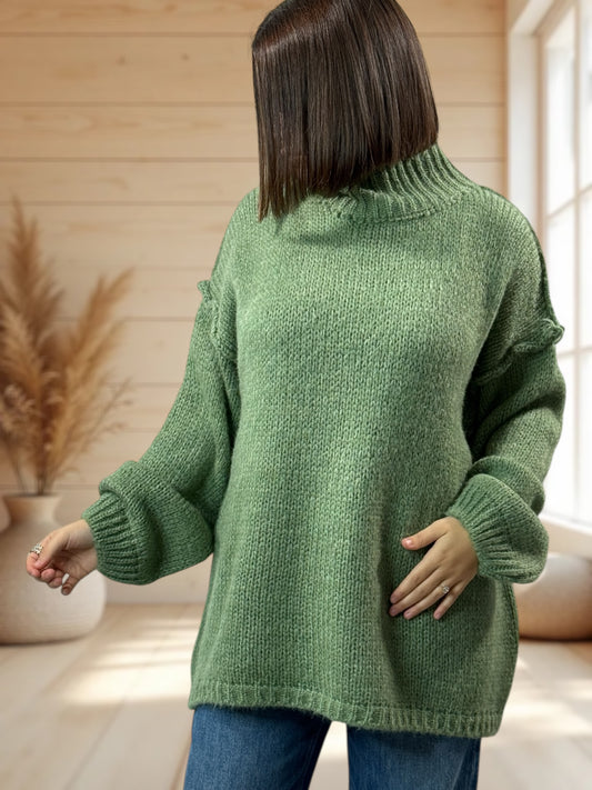 NATHY - PULL OVERSIZE VERT JUSQU'A LA TAILLE 54