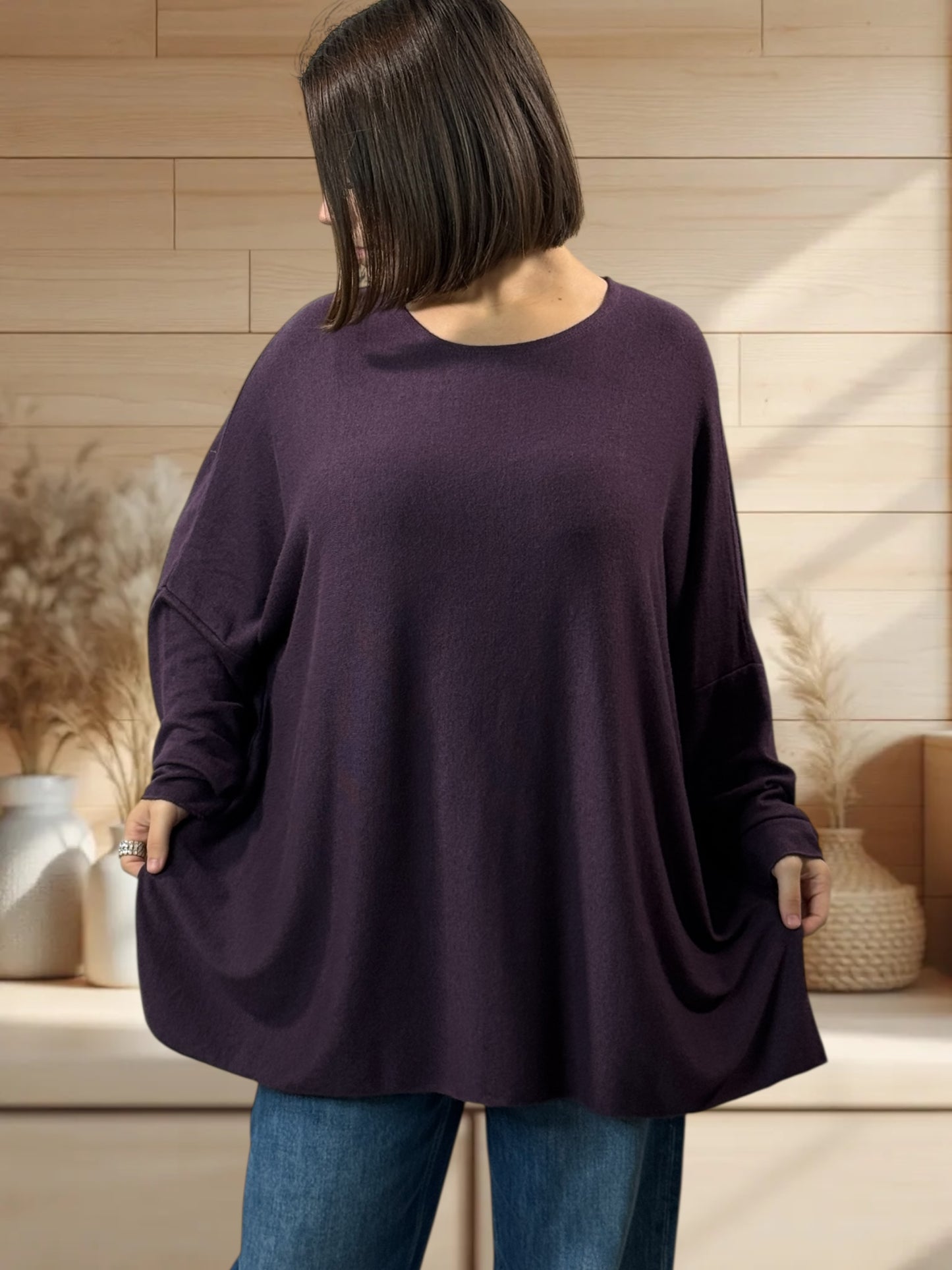 CAPRIO - PULL RAISIN EN MAILLE FLUIDE JUSQU'A LA TAILLE 54