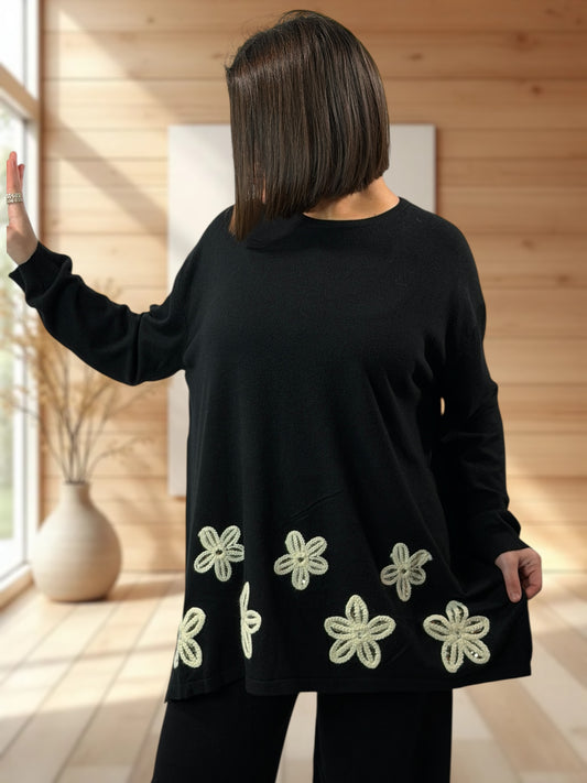 CLEMENTINE - ENSEMBLE EN MAILLE NOIR JUSQU'A LA TAILLE 50