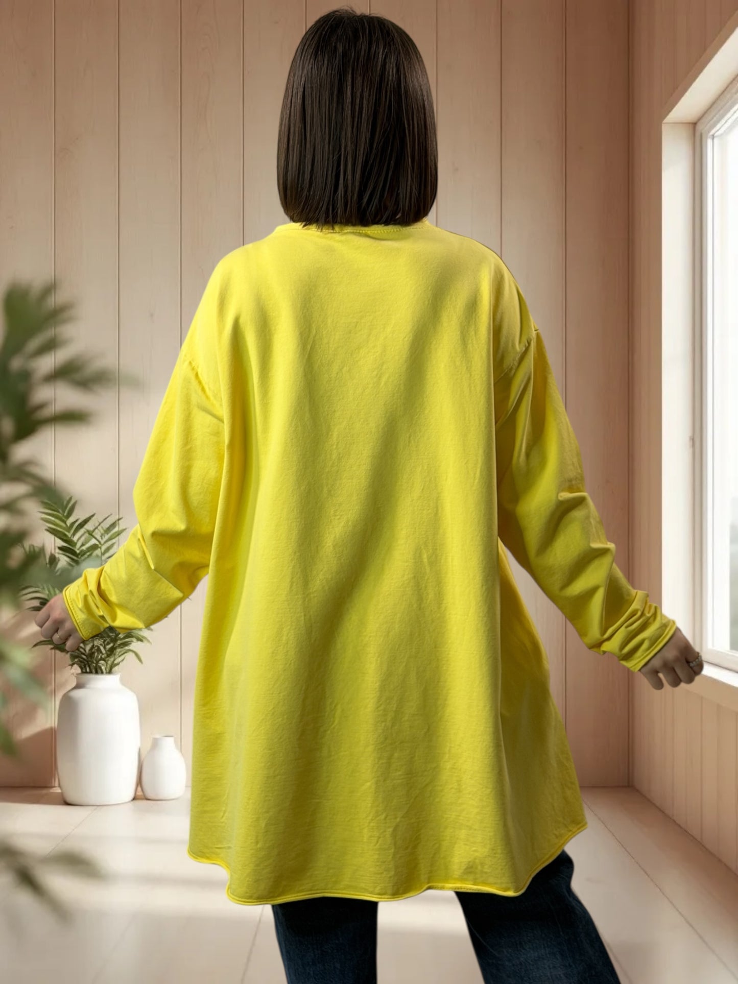 MARLON - SWEAT OVERSIZE JAUNE JUSQU'A LA TAILLE 54