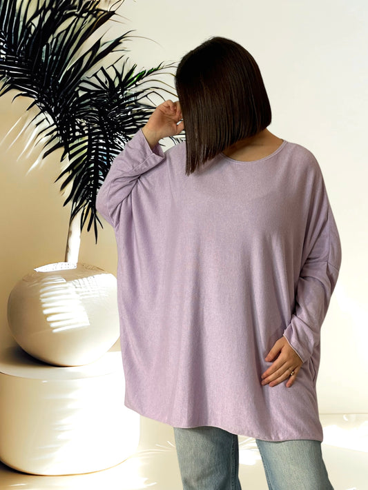 CAPRIO - PULL LILAS EN MAILLE FLUIDE JUSQU'A LA TAILLE 54