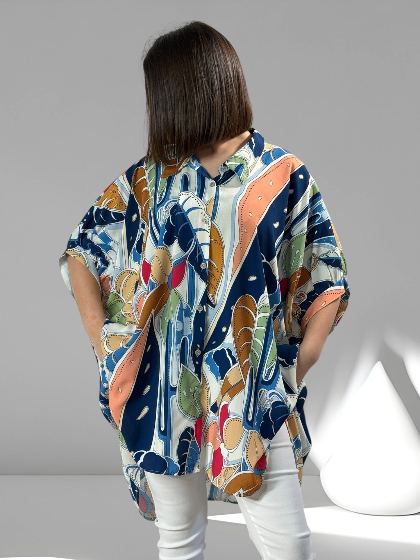 ANELISE - TUNIQUE OVERSIZE MOTIF MARINE JUSQU'A LA TAILLE 58