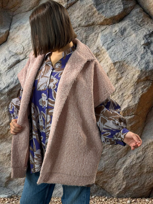 JACK - GILET ROSE SANS MANCHE AVEC COL JUSQU'A LA TAILLE 54