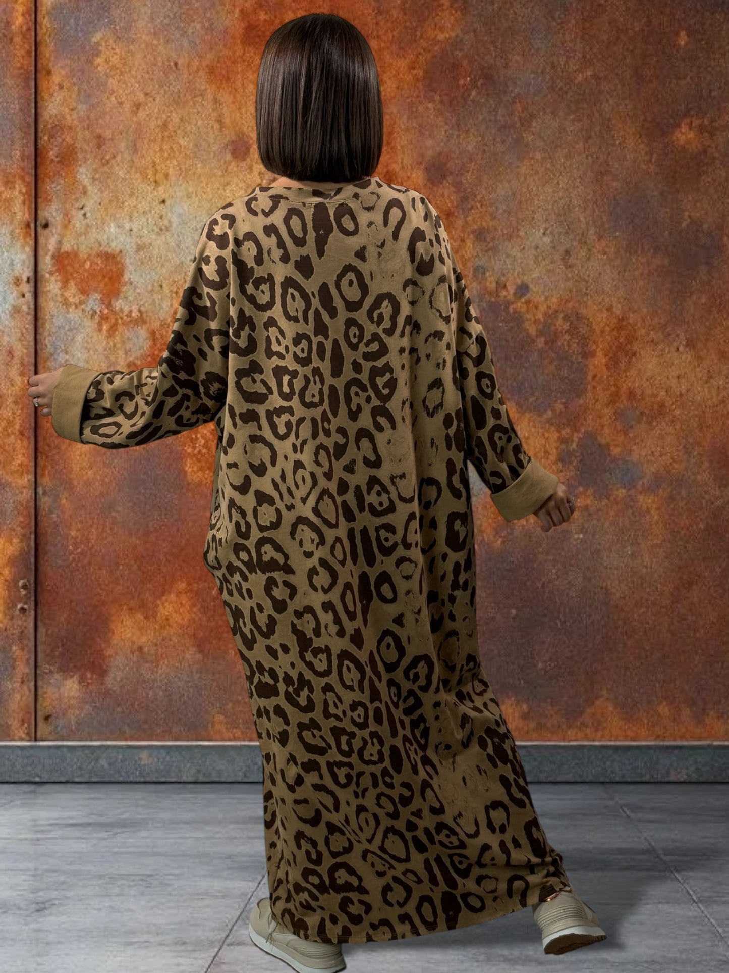 MARTINA - ROBE LEOPARD CAMEL JUSQU'A LA TAILLE 54