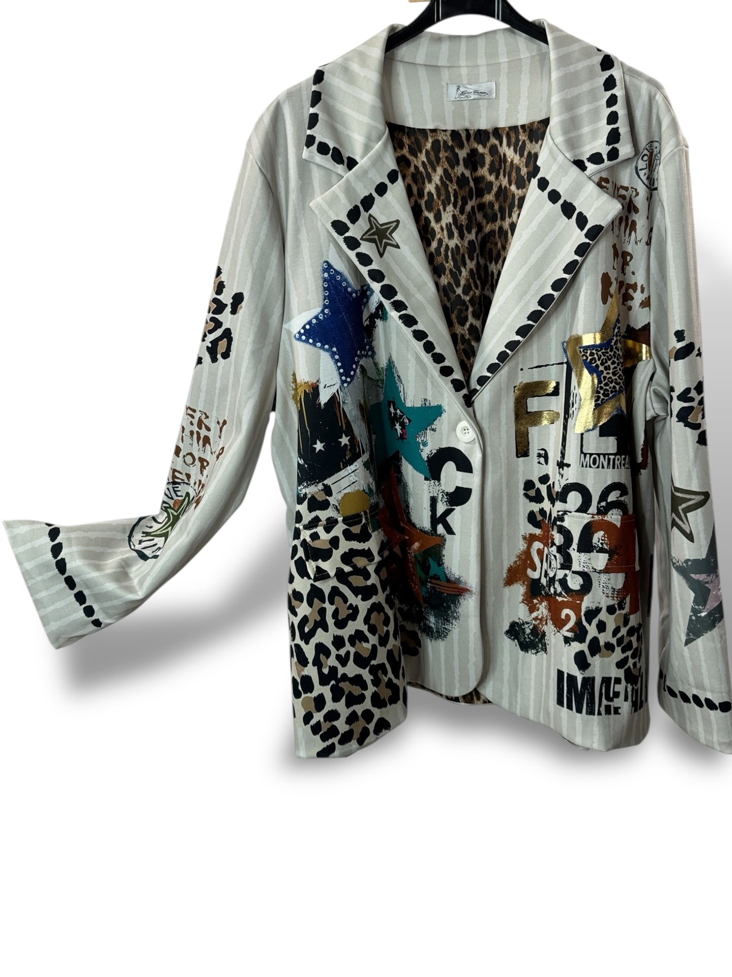 NATALIA - VESTE OVERSIZE MOTIF ETOILE JUSQU'A LA TAILLE 52/54
