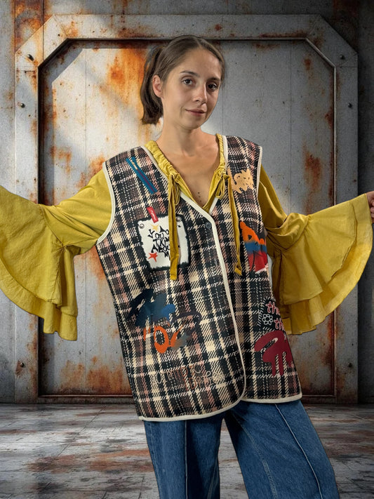 LORENZO - GILET SANS MANCHE A MOTIF JUSQU'A LA TAILLE 50/52