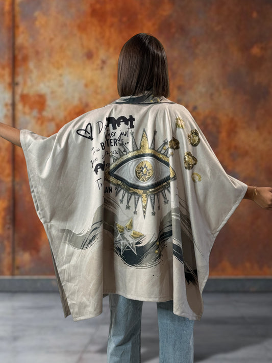 CEZANNE - VESTE CAPE EN SUEDINE JUSQU'A LA TAILLE 60