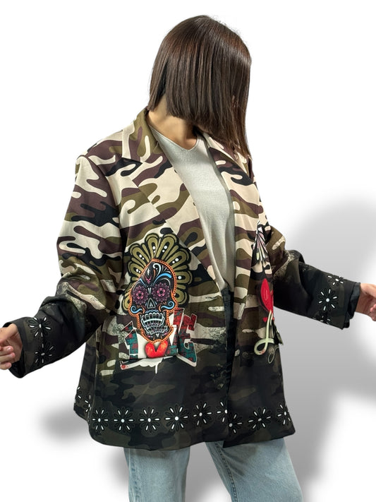 HAPINESS - VESTE OVERSIZE MOTIF SKULL JUSQU'A LA TAILLE 52