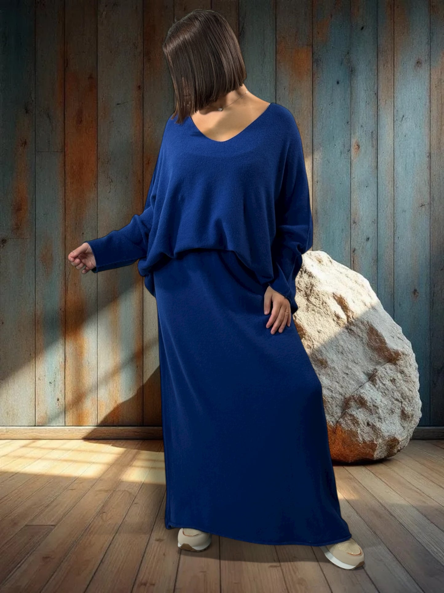 FAUSTINE - ENSEMBLE EN MAILLE IMPERIAL JUSQU'A LA TAILLE 52/54 VIOLET