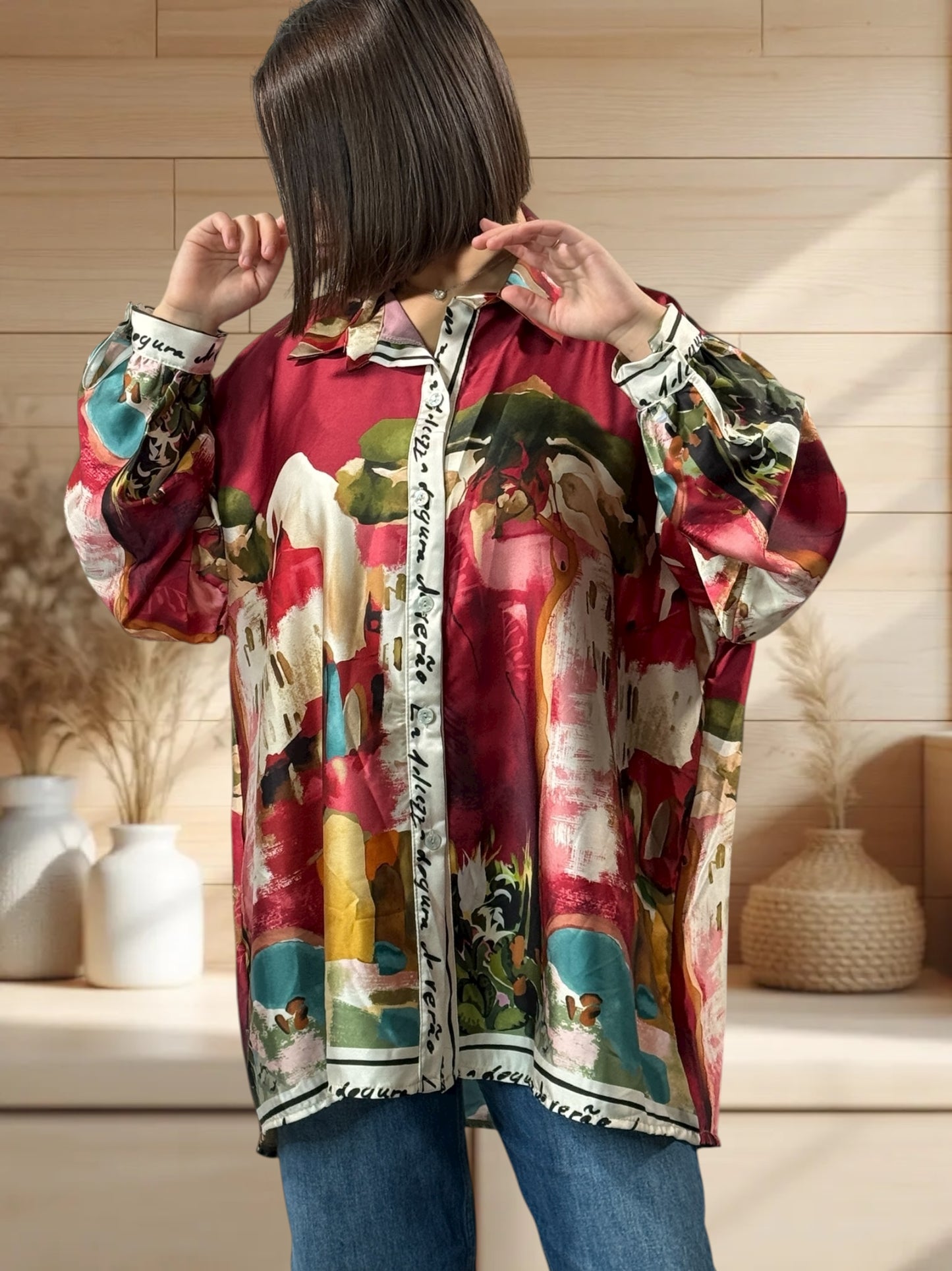 ARTISTE - CHEMISE OVERSIZE A MOTIF JUSQU'A LA TAILLE 52
