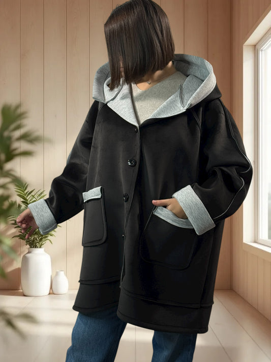 BRADLEY - VESTE A CAPUCHE NOIRE JUSQU'A LA TAILLE 56