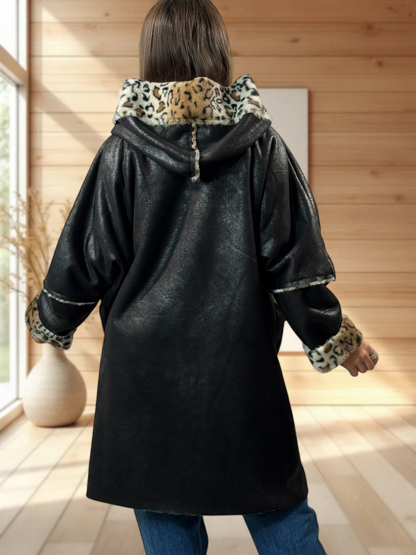 KARL - VESTE A CAPUCHE NOIRE JUSQU'A LA TAILLE 54/56