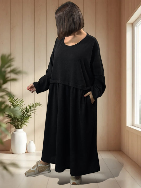 MADELINE - ROBE OVERSIZE NOIRE JUSQU'A LA TAILLE 60