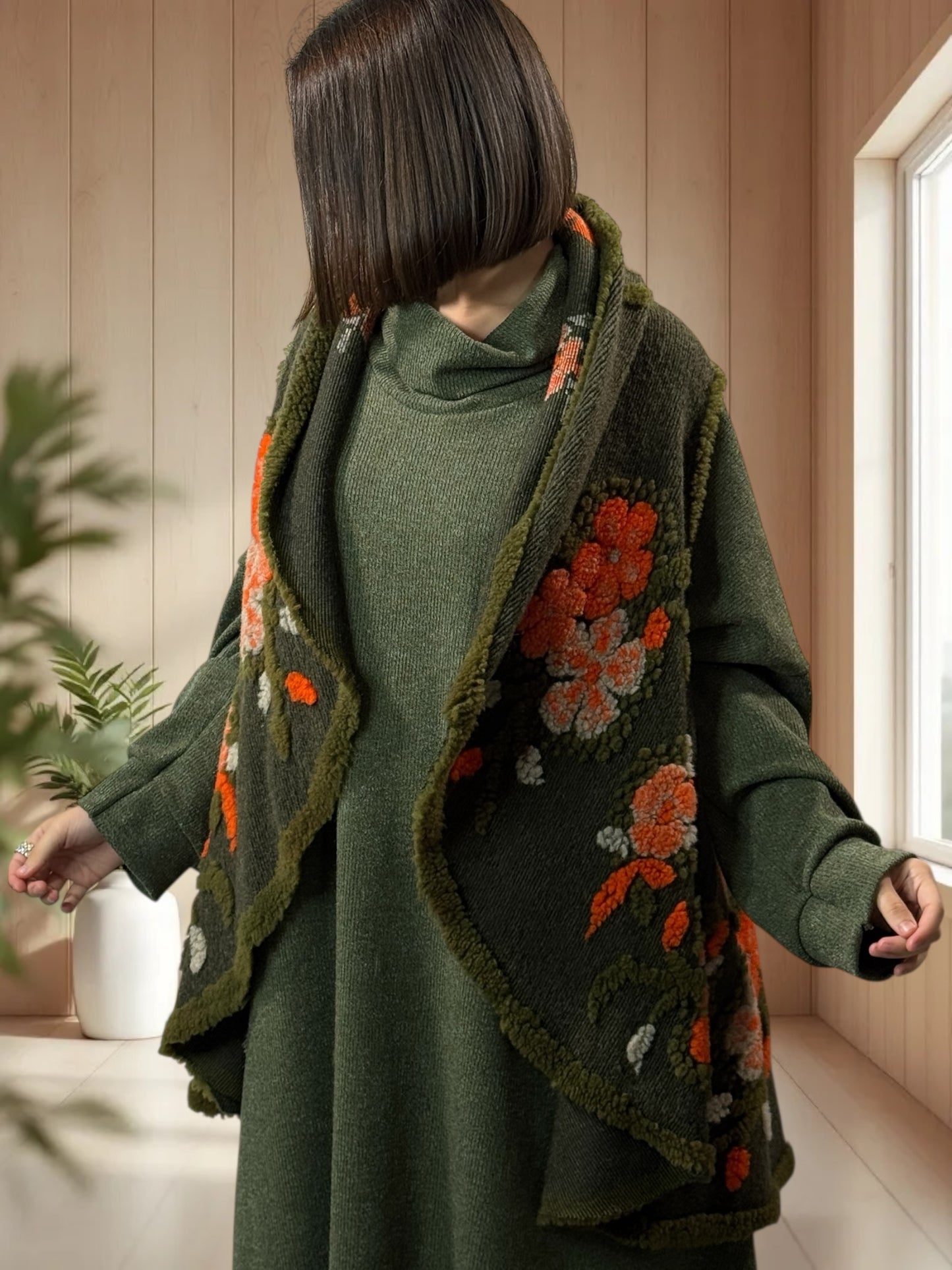 CHOCOLAT - GILET EN LAINE BOUILLIE JUSQU'A LA TAILLE 52