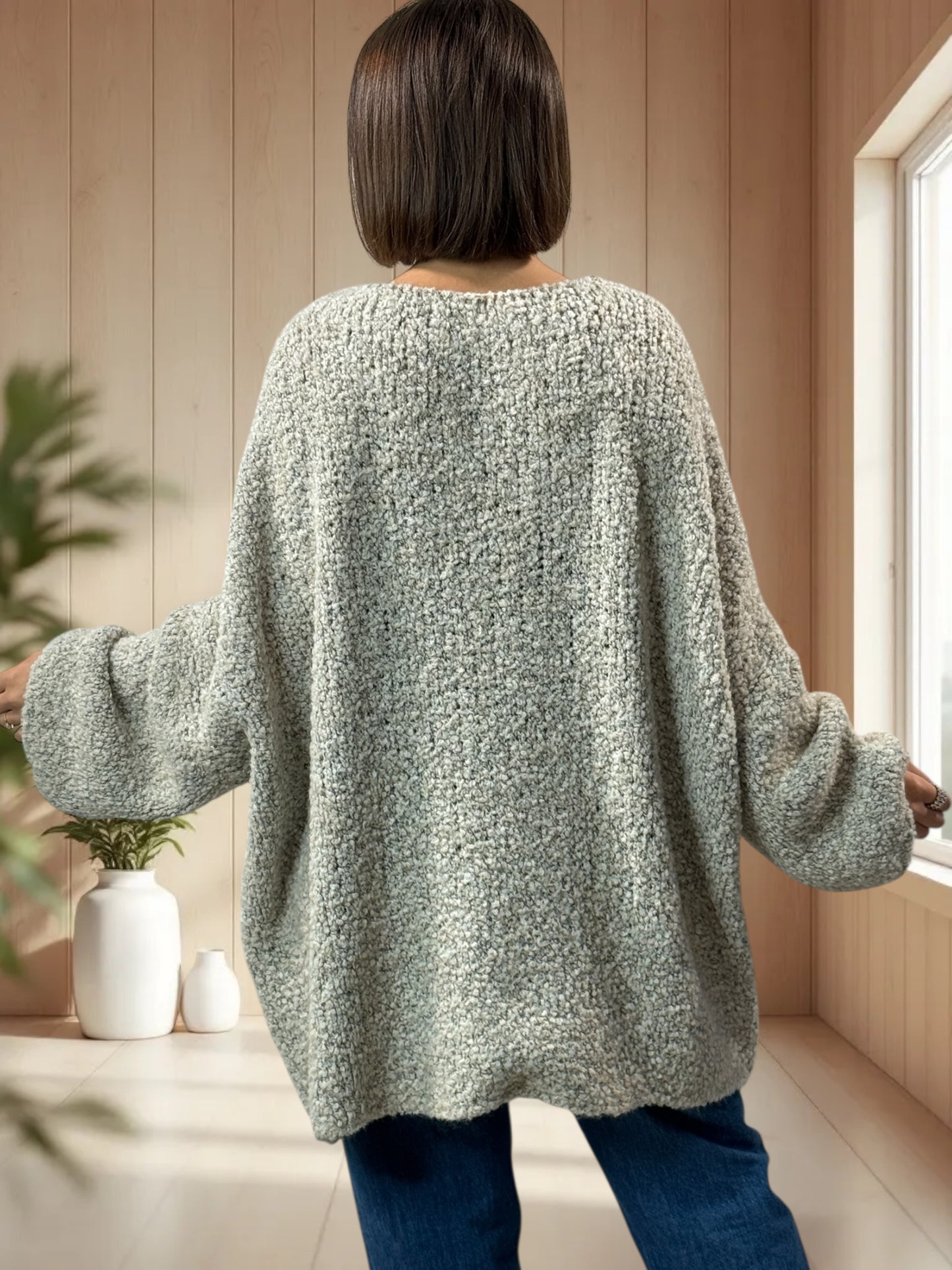 LAETITIA - PULL BLANC CASSE OVERSIZE JUSQU'A LA TAILLE 58