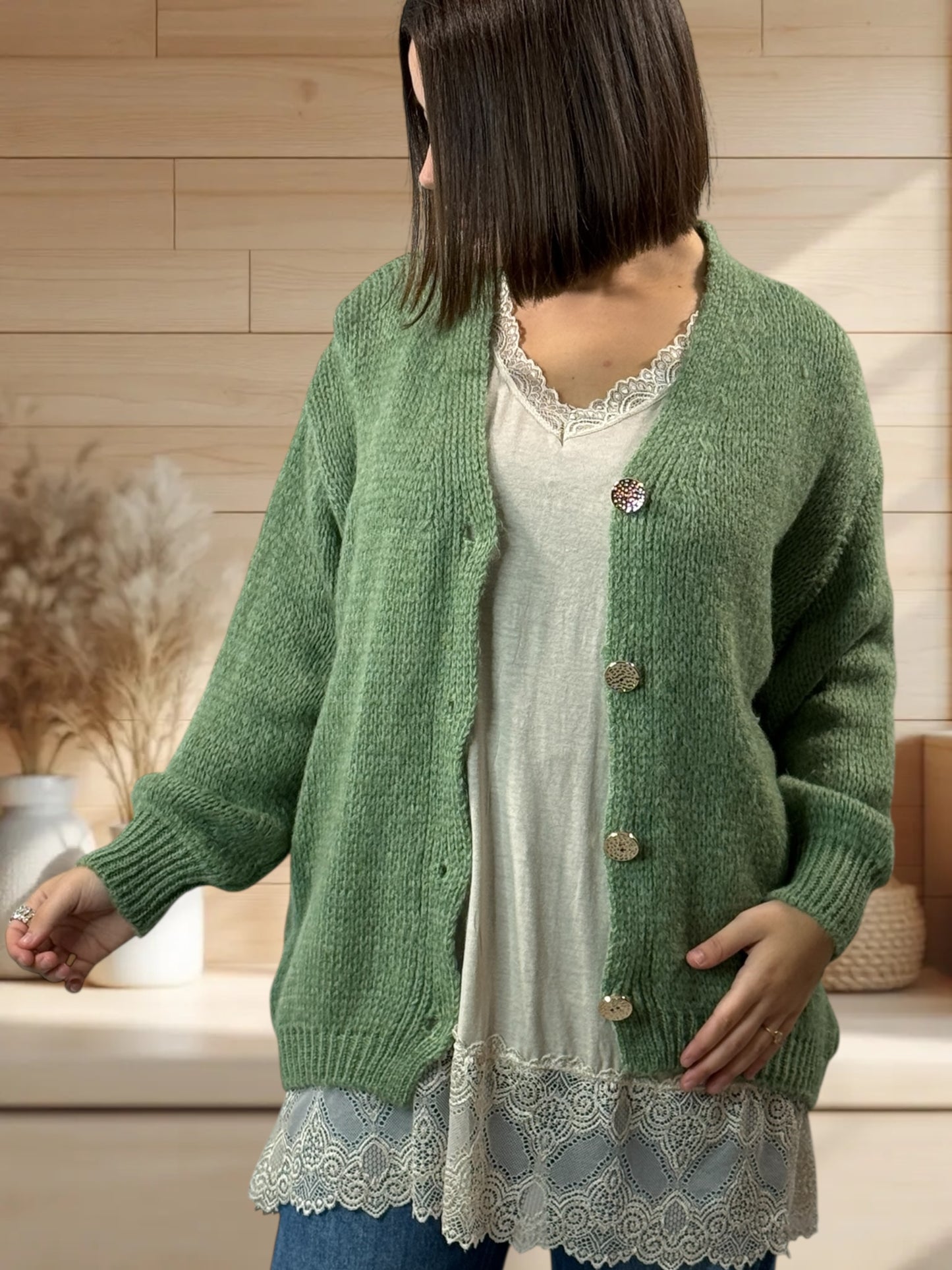 NOHA - GILET KAKI JUSQU'A LA TAILLE 48/50