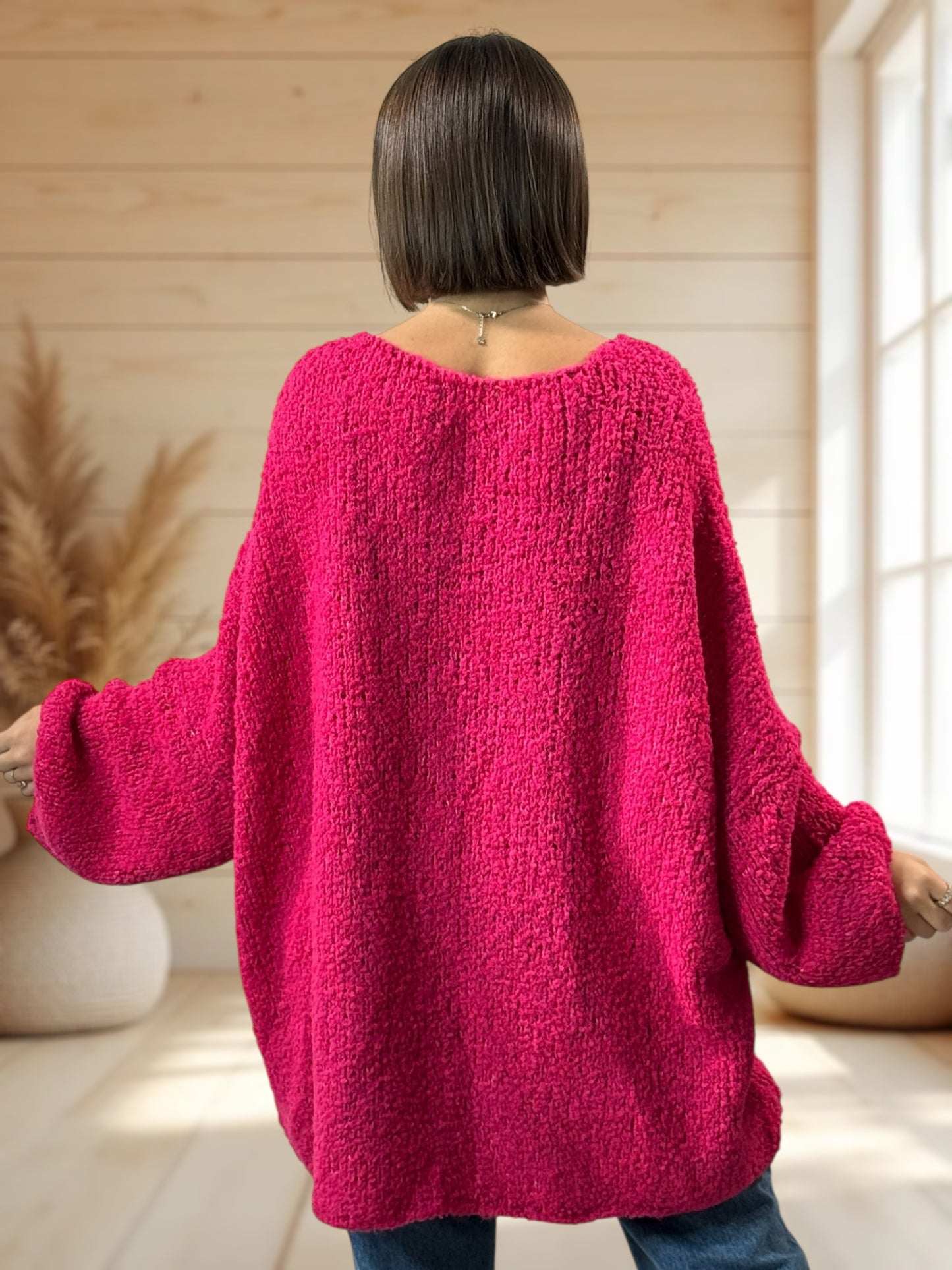 LAETITIA - PULL FUCHSIA OVERSIZE JUSQU'A LA TAILLE 58