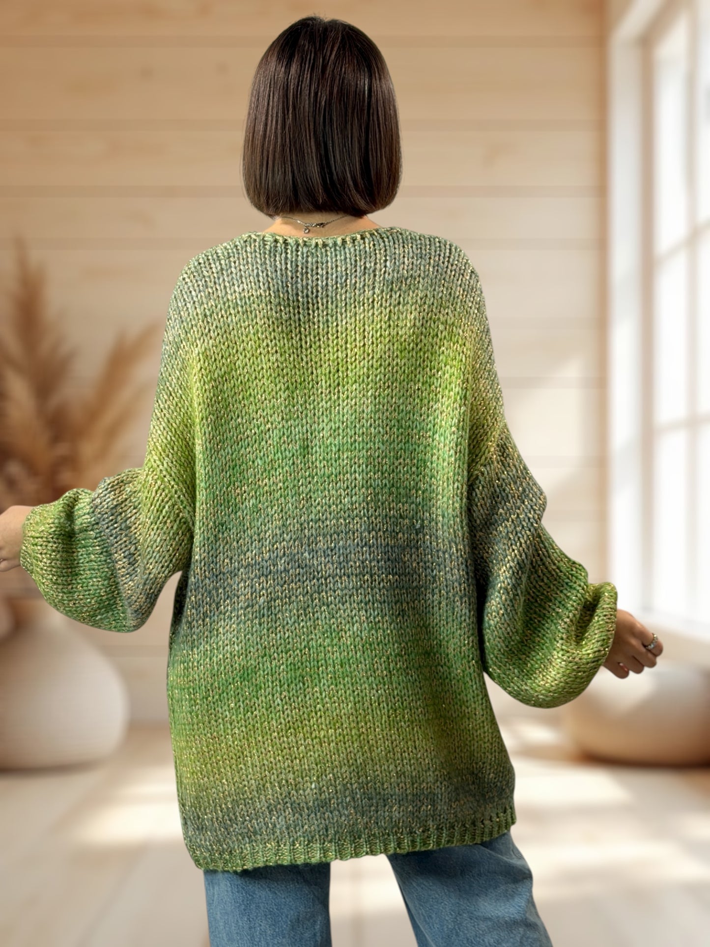 CHACHA REF1 - PULL OVERSIZE VERT AVEC LUREX JUSQU'A LA TAILLE 54/56