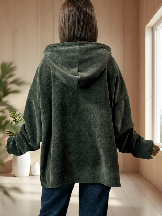 PAULIN - SWEAT A CAPUCHE OVERSIZE KAKI JUSQU'A LA TAILLE 56