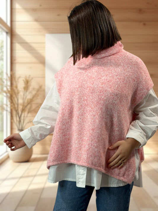 MIMI - PULL ROSE SANS MANCHES JUSQU'A LA TAILLE 52