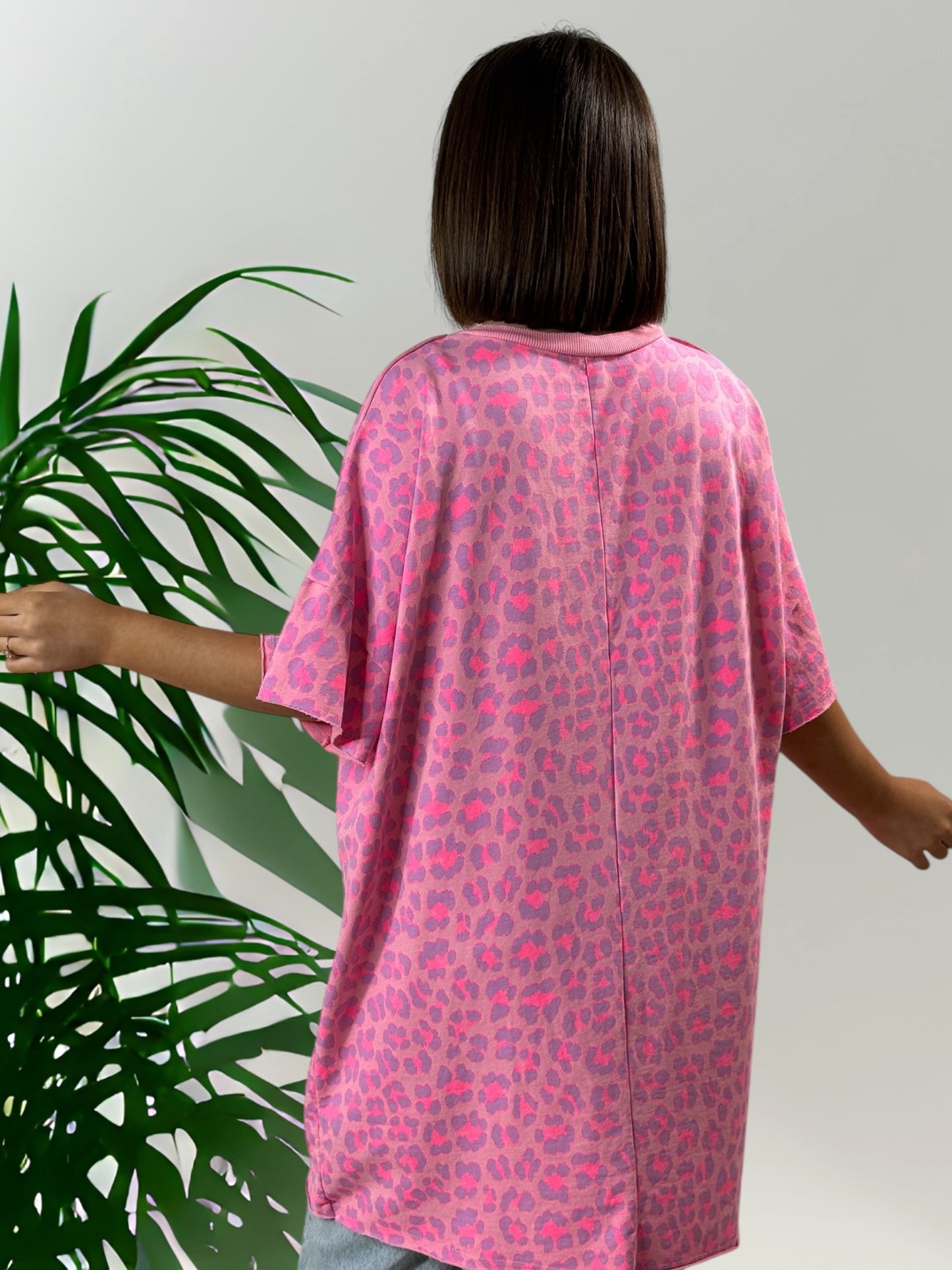 ZANZIBAR - T-SHIRT LEOPARD FUCHSIA ROSE JUSQU'A LA TAILLE 54