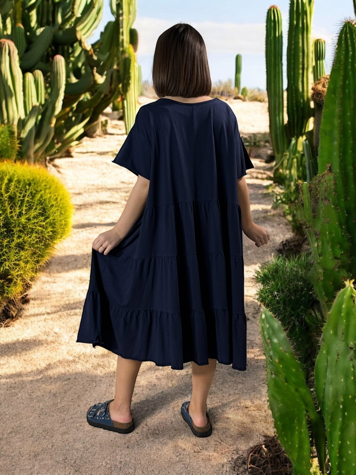 ELSA - ROBE MARINE OVERSIZE JUSQU'A LA TAILLE 56