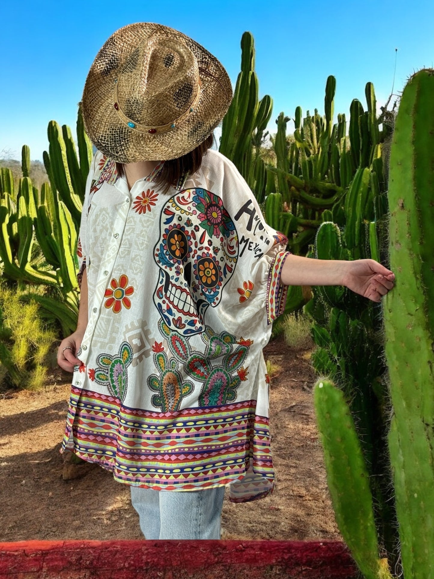 HONOLULU - TUNIQUE OVERSIZE MOTIF SKULL JUSQU'A LA TAILLE 58
