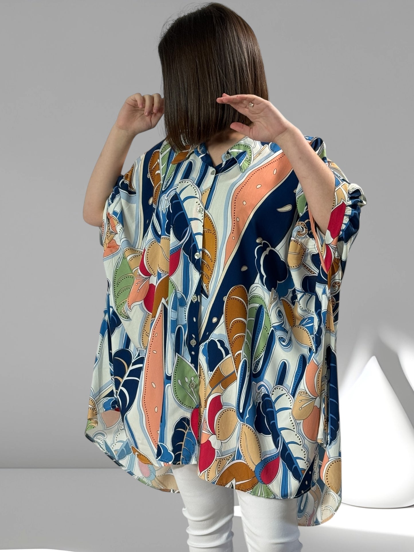 ANELISE - TUNIQUE OVERSIZE MOTIF MARINE JUSQU'A LA TAILLE 58